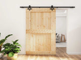 Sliding Door Natural and Black 100 x 210 cm Solid Pine Wood 3445072