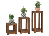 Plant Stand 3 pcs Natural 25 x 25 x 80 cm Solid Teak Wood 42026905
