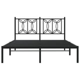 Metal Bed Frame without Mattress with Headboard Black 140x190cm 376128