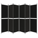 6-Panel Room Divider Black 300x200 cm Fabric 350241