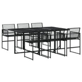 7 Piece Garden Dining Set Black Poly Rattan 3295049