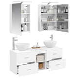 Bathroom Furniture Set 5 pcs White Engineered Wood and Glass 3406711