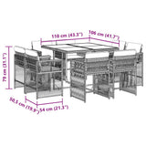 9 Piece Garden Dining Set with Cushions Grey Poly Rattan 3211736