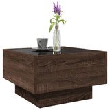 Coffee Table with LED Brown Oak 50x50x30 cm Engineered Wood 847510