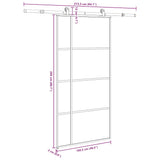 Sliding Door with Hardware Set 102,5x205 cm ESG Glass&Aluminium 3332928