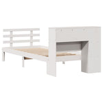 ZNTS Bookcase Bed without Mattress White 100x200cm Solid Wood Pine 3322736