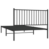 ZNTS Metal Bed Frame without Mattress with Headboard Black 107x203cm 350860