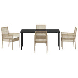 Garden Dining Set with Cushion 5 pcs Beige Poly rattan 3379894
