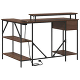 Desk with Drawer Brown Oak 120 x 79 x 86.5 cm Engineered Wood 859404