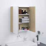 Bathroom Mirror Cabinet 60x15x75 cm MDF White and Oak 331530