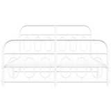 Metal Bed Frame without Mattress with Footboard White 150x200cm 377186