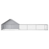 Chicken Coop with Roof and Yard 2 pcs Silver 8 x 2 x 1.9 m 3434660