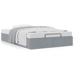 Ottoman Bed Frame without Mattress Light Grey Double Fabric 3310919