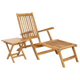 Folding Deck Chair with Table Natural Solid Teak Wood 42030521