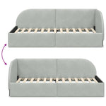 Corner Bed Frame with Headboard Light grey 90 x 200 cm Velvet 42016646