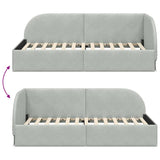 Corner Bed Frame with Headboard Light grey 90 x 200 cm Velvet 42016646
