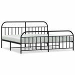 Metal Bed Frame without Mattress with Footboard Black 193x203cm 353659