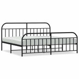 Metal Bed Frame without Mattress with Footboard Black 193x203cm 353659