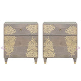 Bedside Cabinet with Door Grey 50 x 33 x 60 cm Solid Mango Wood 4018780