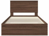 Bed Frame Brown Oak and Silver 100 x 200 cm Engineered Wood 3409691