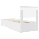 Bed Frame White and Silver 75 x 190 cm Engineered Wood 3410958
