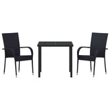 Garden Dining Set 3 pcs Black Powder-Coated Steel 3379401