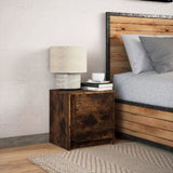 Bedside Cabinet with LED Lights Smoked Oak Engineered Wood 852055
