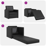 Floor Sofa Bed with Cushion Black 74 x 77 x 81 cm Faux leather 4106635