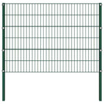 Fence Panel with Posts Iron 1040x120 cm Green 278666