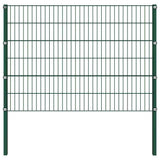 Fence Panel with Posts Iron 1040x120 cm Green 278666