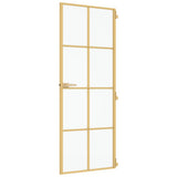 Interior Door Slim Golden 76x201.5 cm Tempered Glass and Aluminium 155144