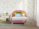 Toddler Bed Frame with Headboard Pink 70 x 140 cm Velvet 42011005