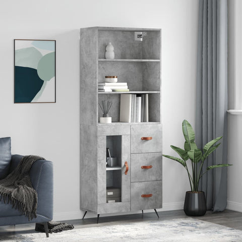 Highboard Concrete Grey 69.5x34x180 cm Engineered Wood 3189481