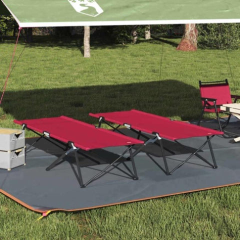 Folding Camping Bed 2 pcs Red 206 x 76 x 74 cm Oxford fabric 42003170