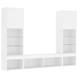 5 Piece TV Wall Units with LED White Engineered Wood 3216690