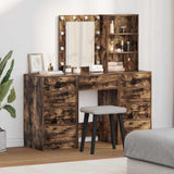 Dressing Table with Mirror Lights 3 pcs Brown Engineered wood 3334222