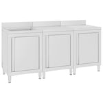 ZNTS Commercial Kitchen Sink Cabinet 180x60x96 cm Stainless Steel 3058275