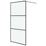 Walk-in Shower Wall Black 100x195 cm Frosted ESG Glass 152112