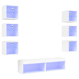 8 Piece TV Wall Units with LED White Engineered Wood 3216633