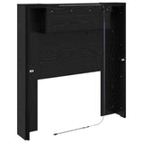 Storage Headboard with LED Black Oak Engineered Wood 3418646