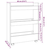 ZNTS Narrow Storage Trolley 3 Tier White Engineered Wood 855250