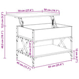 Coffee Table Sonoma Oak 70x50x50 cm Engineered Wood and Metal 845352