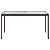 Garden Table 150x90x75 cm Tempered Glass and Poly Rattan Brown 316704