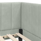 Corner Bed Frame with Headboard Light grey 80 x 200 cm Velvet 42016328