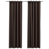 Linen-Look Blackout Curtains with Hooks 2 pcs Taupe 140x245 cm 321206