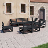 9 Piece Garden Lounge Set Black Solid Pinewood 3075788