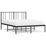 Metal Bed Frame without Mattress with Headboard Black 160x200cm 352483