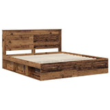 Bed Frame with Headboard Old Wood 200 x 200 cm Solid Pine Wood 3410054