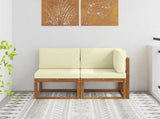Outdoor Middle and Corner Sofa 2 Piece Natural and Cream 900469
