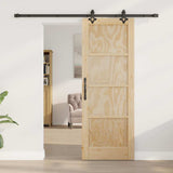 Sliding Door Natural and Black 73.5 x 198.5 cm Solid Pine Wood 3333522